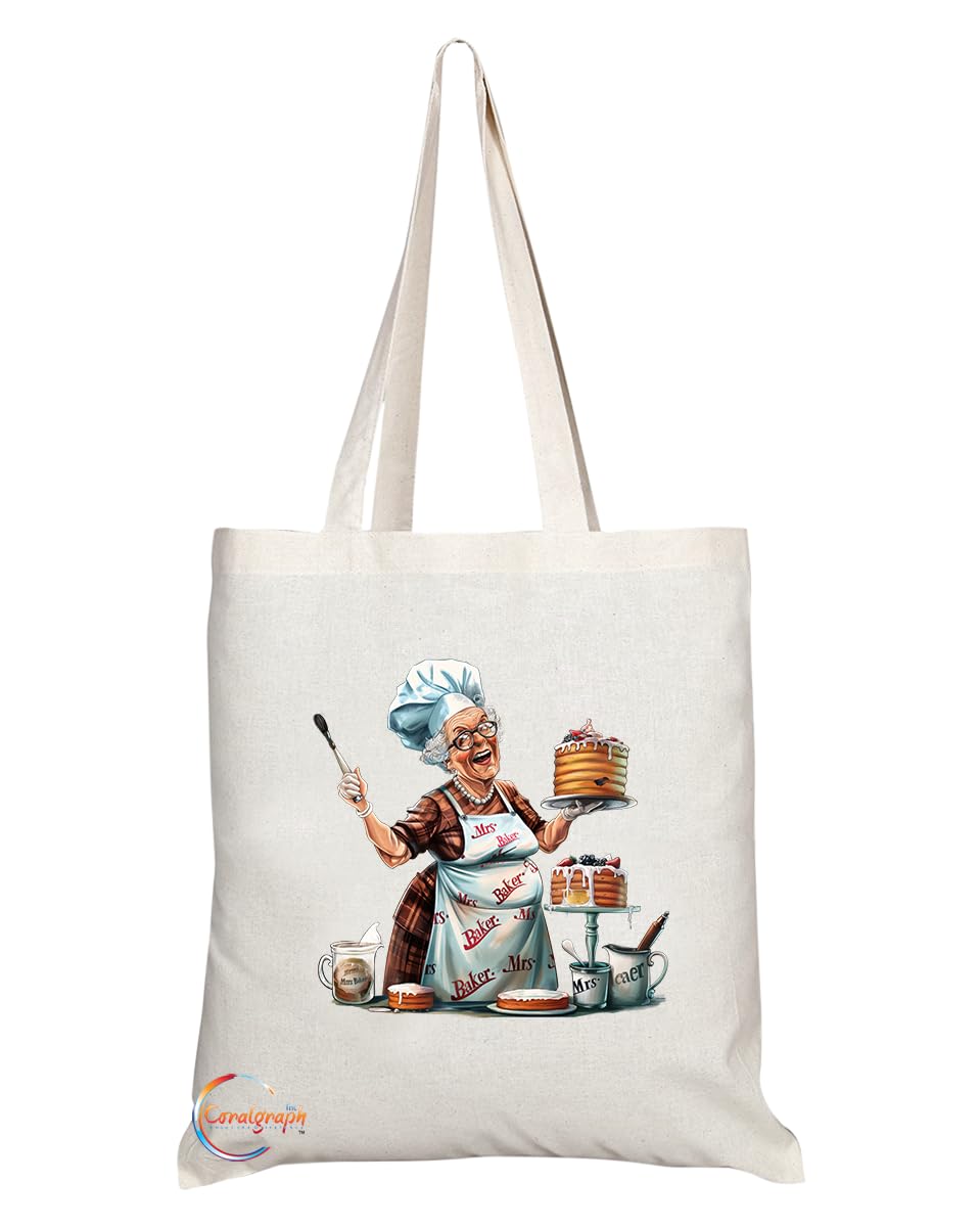 TB1838 Mrs Baker Tote Bag - Great Gift for Bakers, Pastry Chefs, Baking Enthusiasts - Durable, Stylish, Eco-Friendly, Reusable, Spacious, and Lightweight