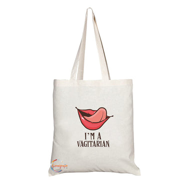 TB1361 I am Vagitarian Tea Novelty Present Gift Printed Eco-Friendly Stylish Long Handled Tote Shoulder Bag
