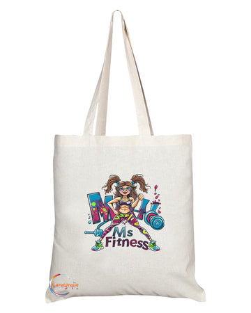 TB1965 Ms Fitness Enthusiast Girl Tote Bag - Ideal for Workout Lovers, Gym Goers, and Health Buffs - Tote Bag with Motivational Design