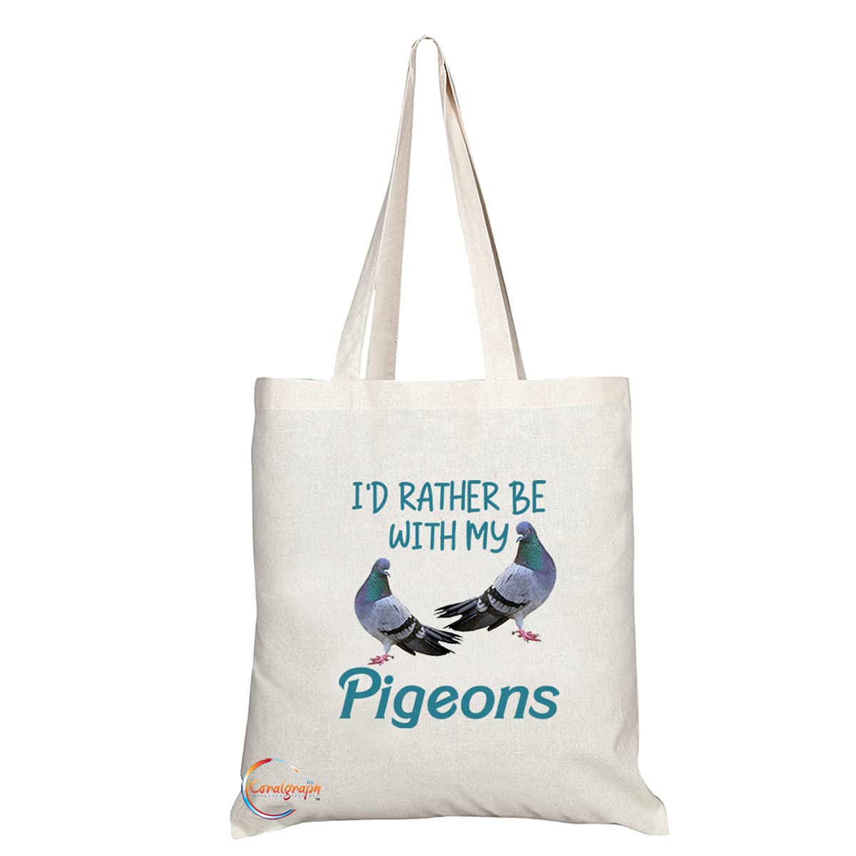 TB1263 Id Rather be with My Pigeons Novelty Present Gift Printed Eco-Friendly Stylish Long Handled Tote Shoulder Bag