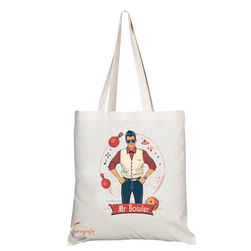TB1703 Mr Bowler Tote Bag - Great for Bowlers, Bowling Fans, Sports Enthusiasts - Sustainable, Stylish, Long Handled, Durable and Reusable