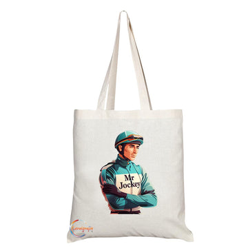 TB1769 Mr Jockey Tote Bag - Great for Jockeys, Horse Racing Enthusiasts, Equestrians - Sustainable, Stylish, Long Handled, Durable and Reusable