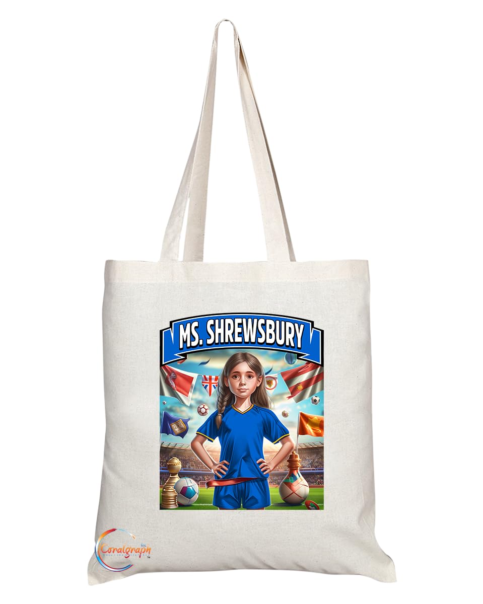 TB1661 Ms Shrewsbury Footie Fan Lady Girl Tote Bag - Eco-Friendly, Stylish, Long Handled, Perfect Novelty Gift by
