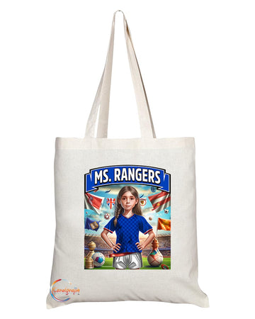 TB1695 Mrs Rangers Footie Fan Lady Girl Tote Bag - Eco-Friendly, Stylish, Long Handled, Perfect Novelty Gift by