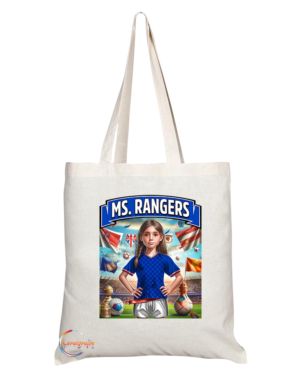 TB1695 Mrs Rangers Footie Fan Lady Girl Tote Bag - Eco-Friendly, Stylish, Long Handled, Perfect Novelty Gift by