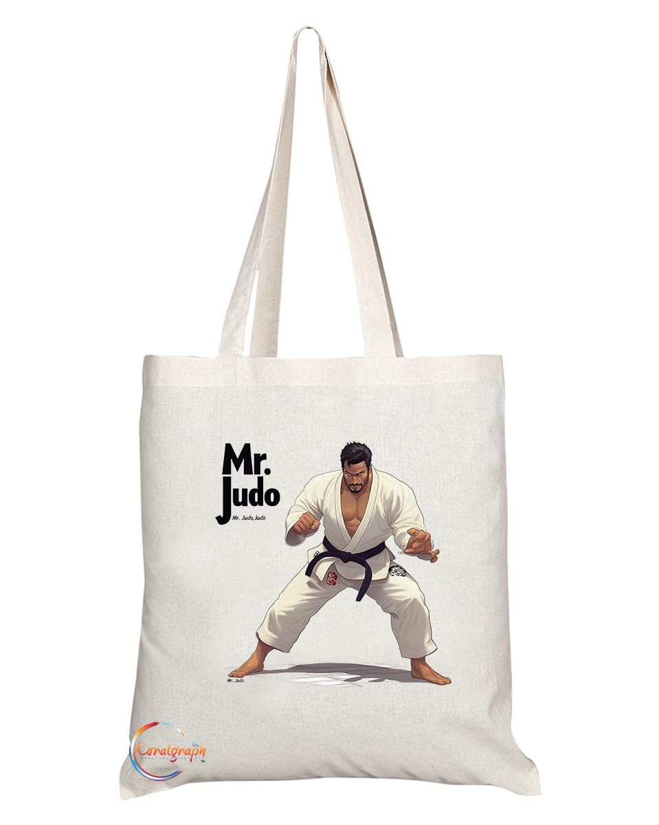 Natural Reusable Shopping Souvenir Tote Bag Featuring Popular Sports Designs from Around the World (Judo)