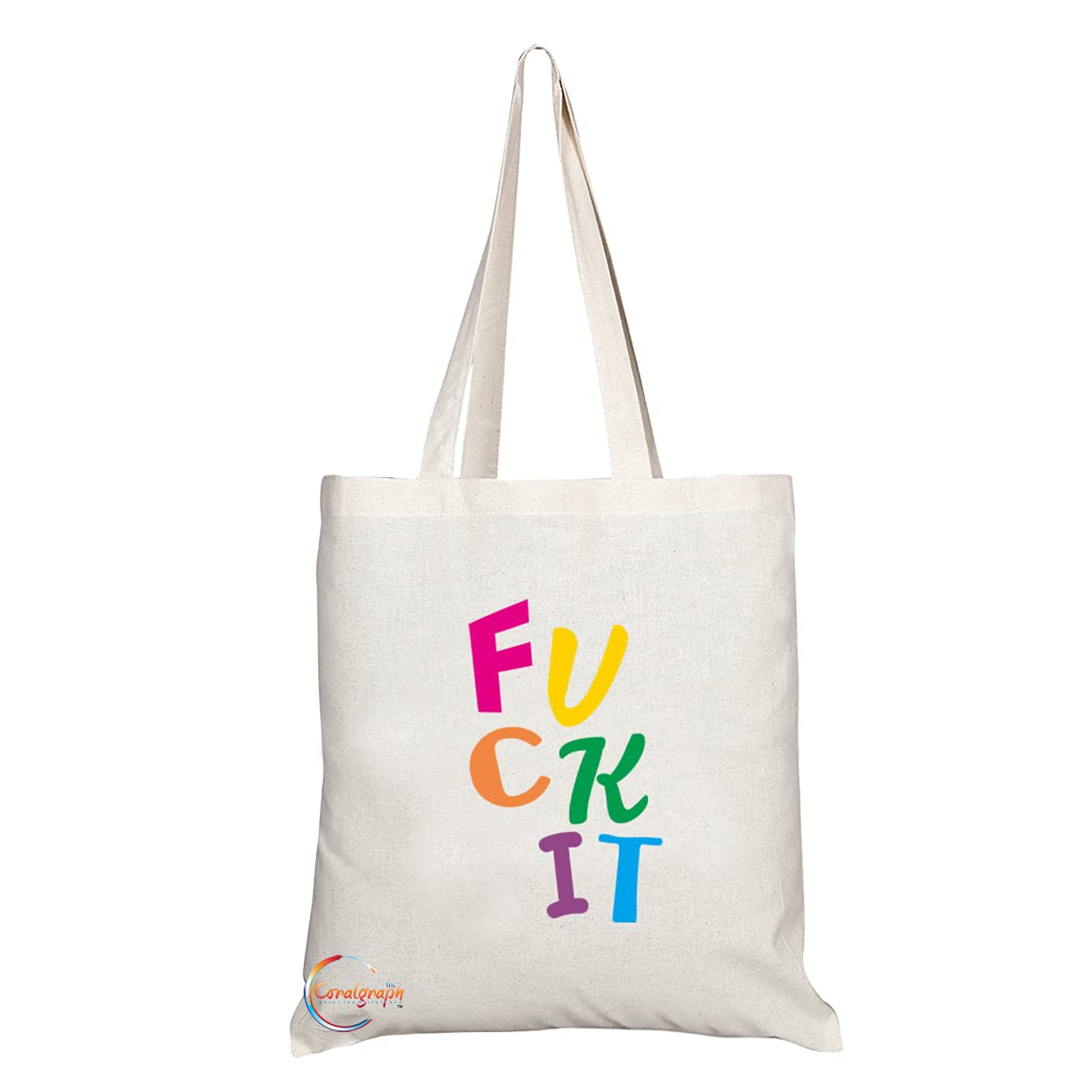 TB1101 Fuck It Novelty Present Gift Printed Eco-Friendly Stylish Long Handled Tote Shoulder Bag
