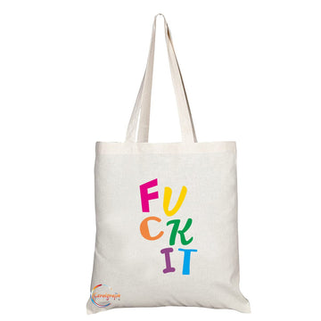 TB1101 Fuck It Novelty Present Gift Printed Eco-Friendly Stylish Long Handled Tote Shoulder Bag