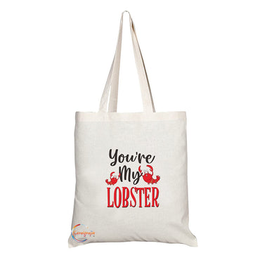 TB1438 You're My Lobster Novelty Present Gift Printed Eco-Friendly Stylish Long Handled Tote Shoulder Bag