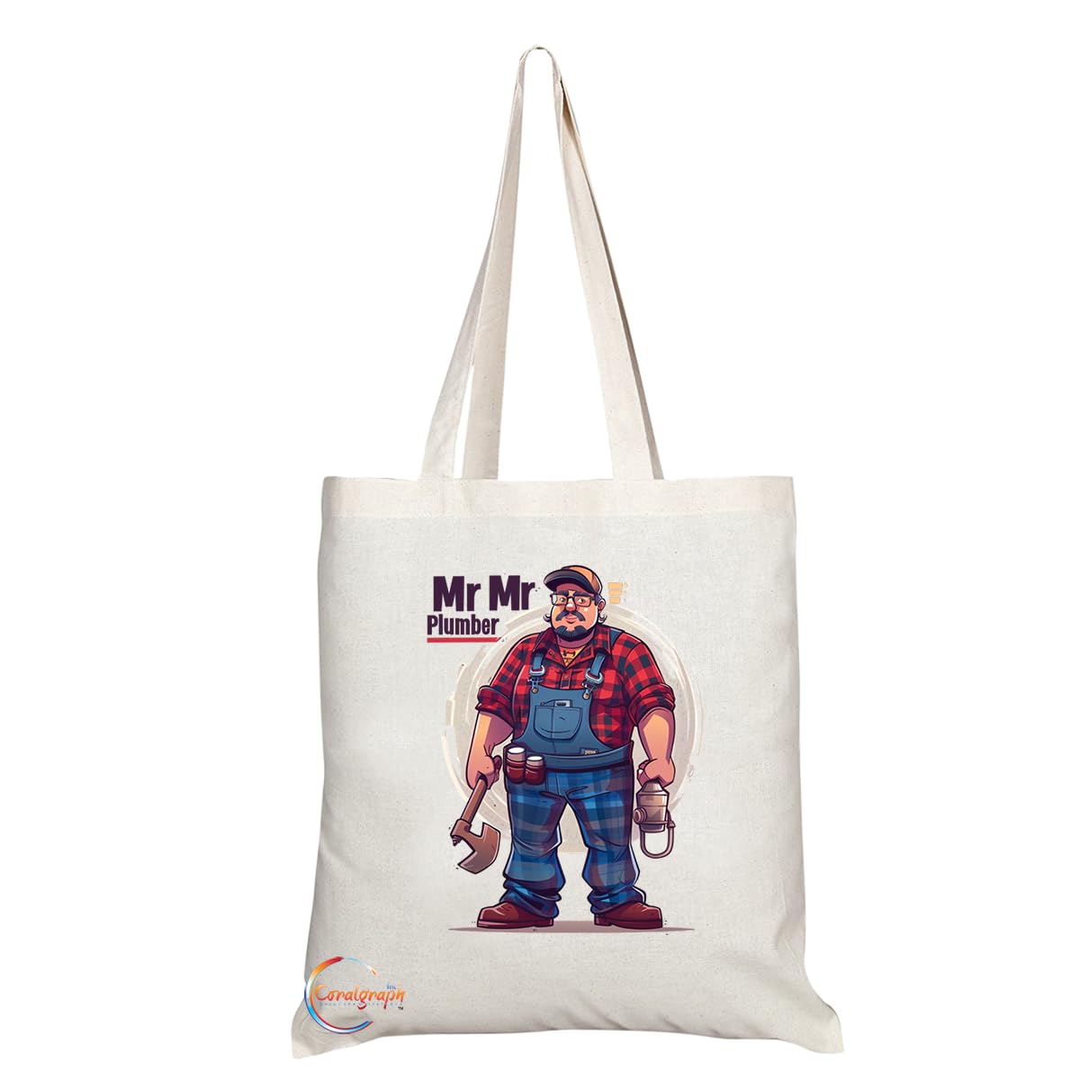 TB1745 Mr Plumber Tote Bag - Great for Plumbers, Pipefitters, Plumbing Enthusiasts - Sustainable, Stylish, Long Handled, Durable and Reusable