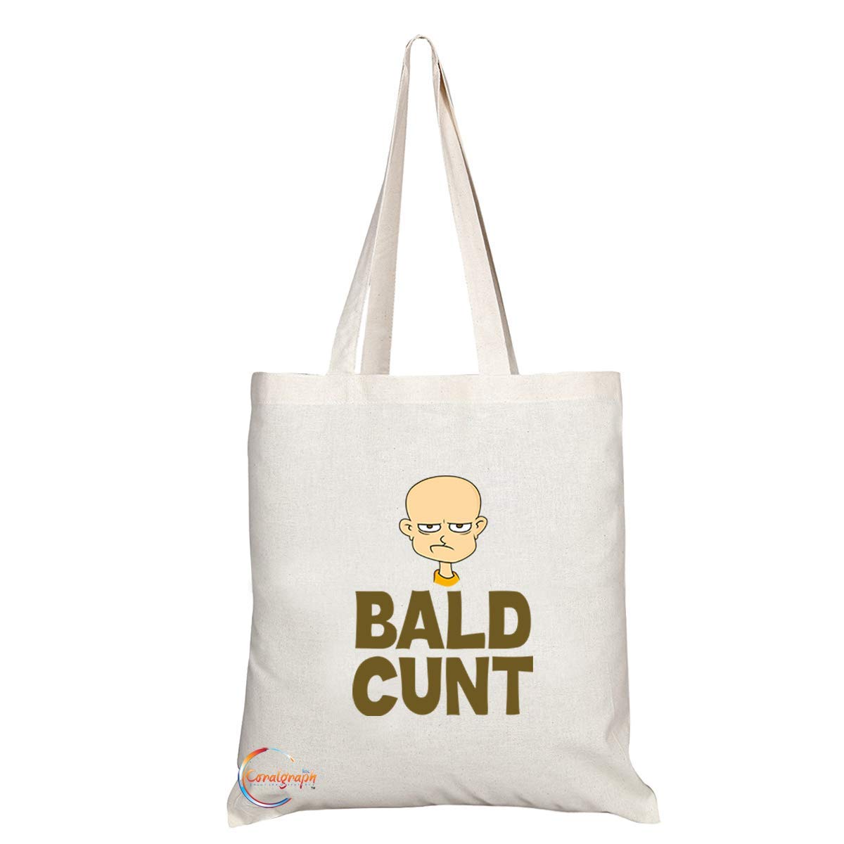 TB787 Bald C**T Novelty Present Gift Printed Eco-Friendly Stylish Long Handled Tote Shoulder Bag