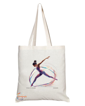 Natural Reusable Shopping Souvenir Tote Bag Featuring Popular Sports Designs from Around the World (Gymnast)
