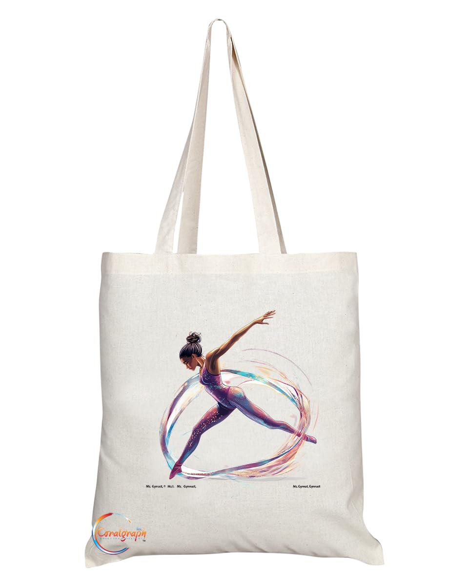 Natural Reusable Shopping Souvenir Tote Bag Featuring Popular Sports Designs from Around the World (Gymnast)