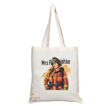 TB1779 Mrs Firefighter Tote Bag - Great for Female Firefighters, Emergency Responders, Heroes - Sustainable, Stylish, Long Handled, Durable and Reusable