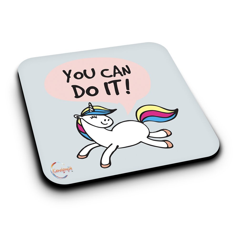 ER093 YOU CAN DO IT! Novelty Present Gift Printed MDF Wooden Coaster