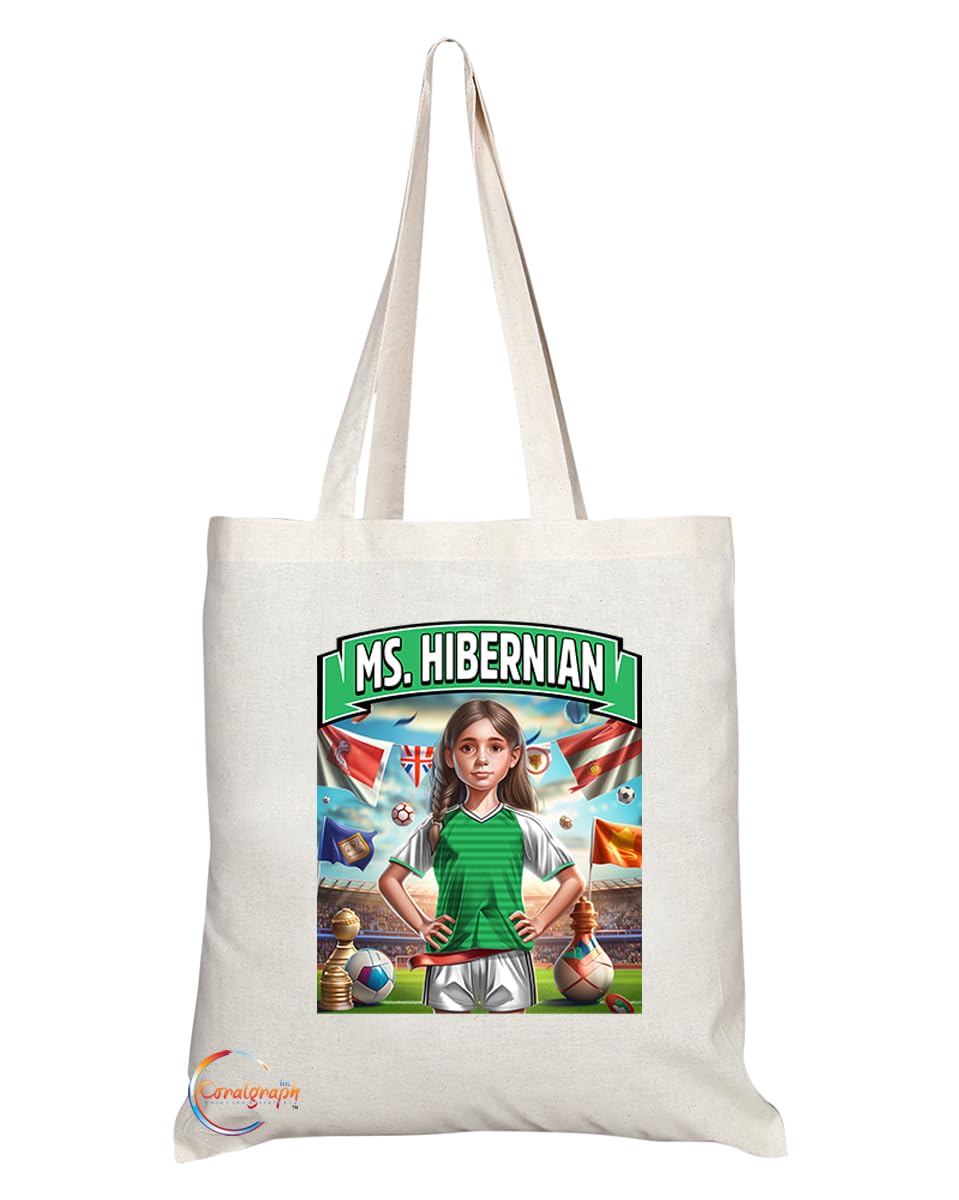 TB1699 Mrs Hibernian Footie Fan Lady Girl Tote Bag - Eco-Friendly, Stylish, Long Handled, Perfect Novelty Gift by