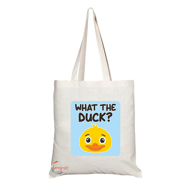 TB1119 What The Duck Novelty Present Gift Printed Eco-Friendly Stylish Long Handled Tote Shoulder Bag