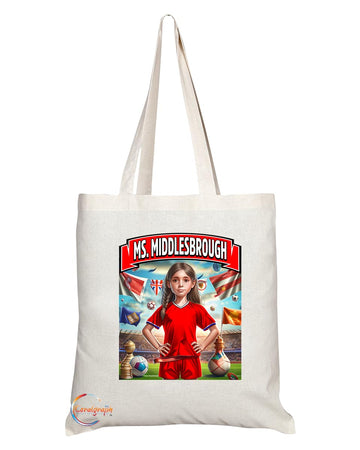 TB1630 Ms Middlesbrough Footie Fan Lady Girl Tote Bag - Eco-Friendly, Stylish, Long Handled, Perfect Novelty Gift by