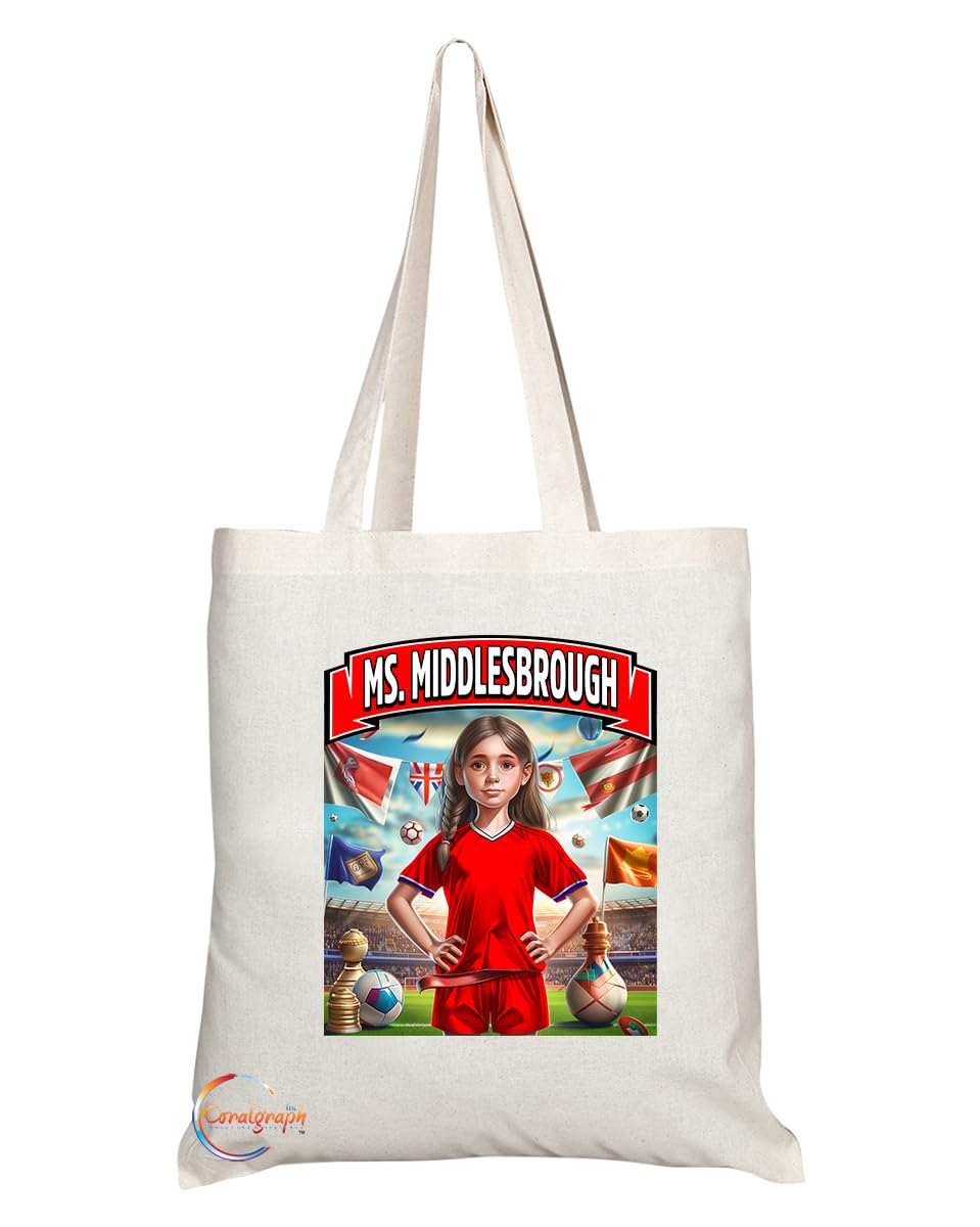 TB1630 Ms Middlesbrough Footie Fan Lady Girl Tote Bag - Eco-Friendly, Stylish, Long Handled, Perfect Novelty Gift by