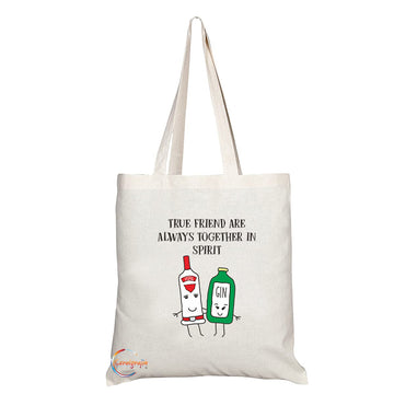 TB1144 True Friends are Always together in Spirit Novelty Present Gift Printed Eco-Friendly Stylish Long Handled Tote Shoulder Bag