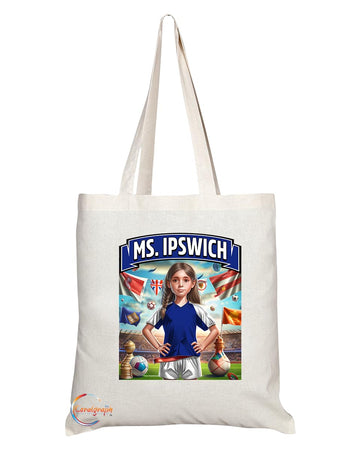 TB1623 Ms Ipswich Footie Fan Lady Girl Tote Bag - Eco-Friendly, Stylish, Long Handled, Perfect Novelty Gift by