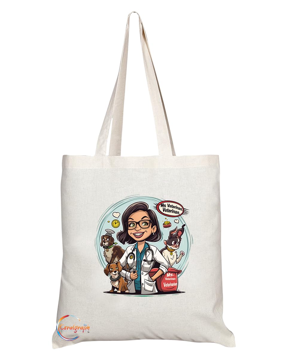 TB1854 Ms Veterinarian Tote Bag - Gift for Female Veterinarians, Animal Lovers, Pet Care Professionals - Durable, Stylish, Eco-Friendly, Reusable, Spacious, and Lightweight