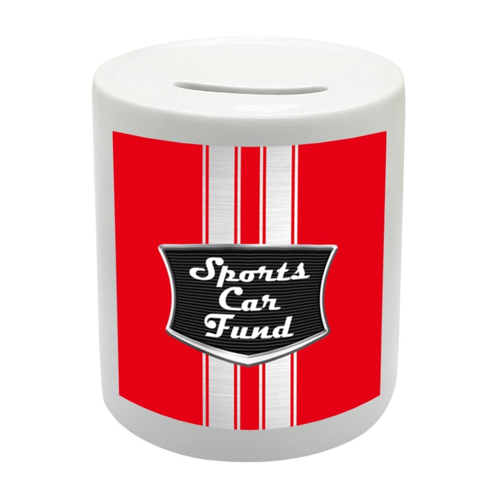 BS080 Sports Car Fund Novelty Gift Printed Ceramic Piggy Bank Money Saving Box