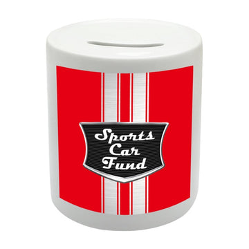 BS080 Sports Car Fund Novelty Gift Printed Ceramic Piggy Bank Money Saving Box