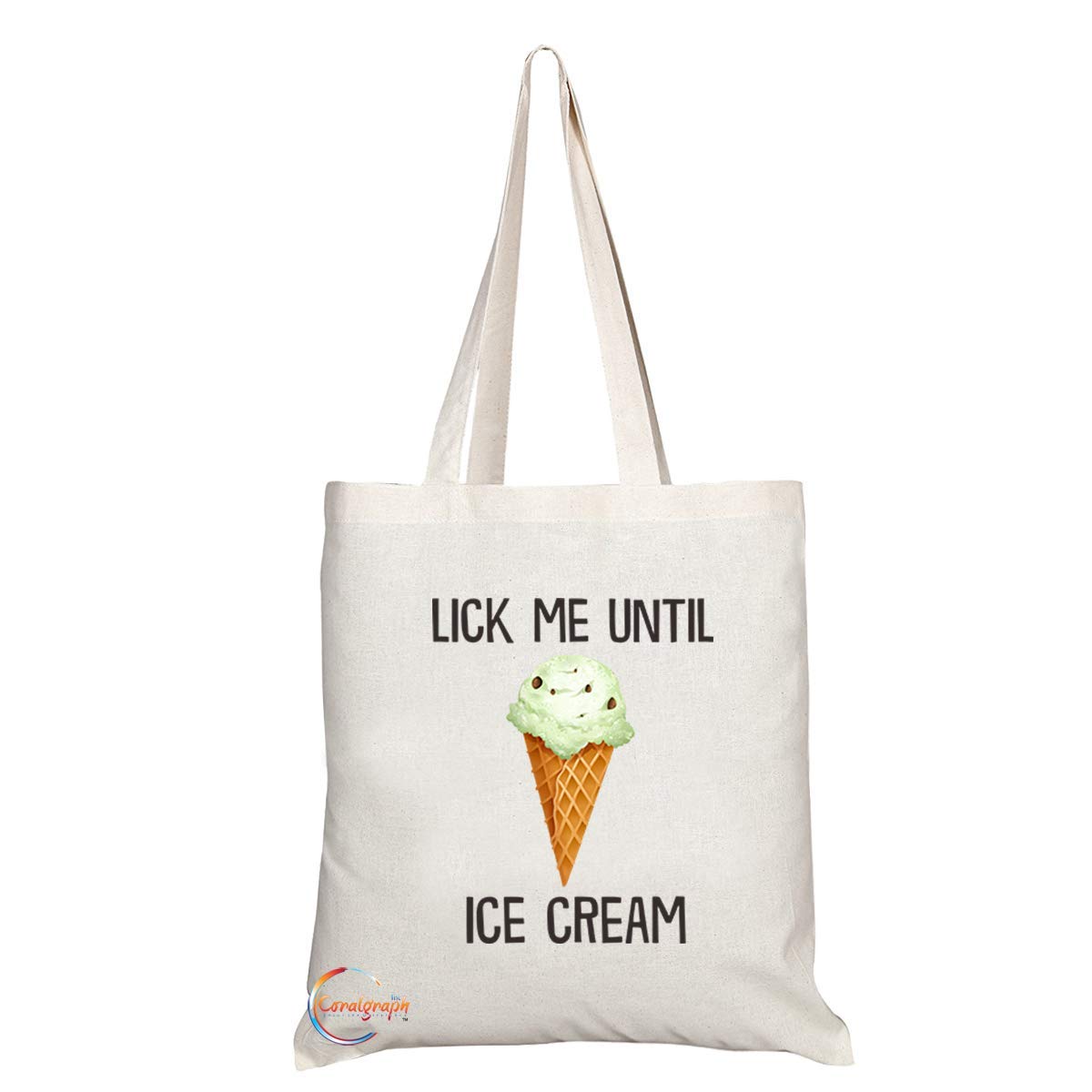 TB707 Lick Me Until Ice Cream Novelty Present Gift Printed Eco-Friendly Stylish Long Handled Tote Shoulder Bag