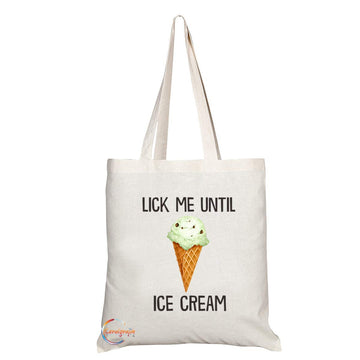 TB707 Lick Me Until Ice Cream Novelty Present Gift Printed Eco-Friendly Stylish Long Handled Tote Shoulder Bag