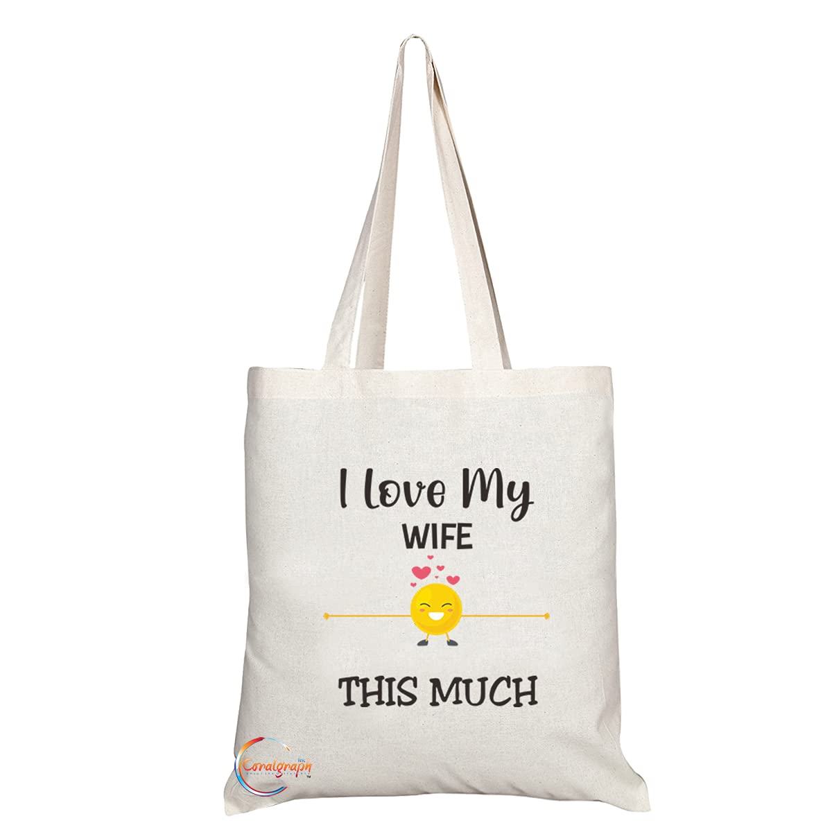 TB1187 Love My Wife This Much Novelty Present Gift Printed Eco-Friendly Stylish Long Handled Tote Shoulder Bag
