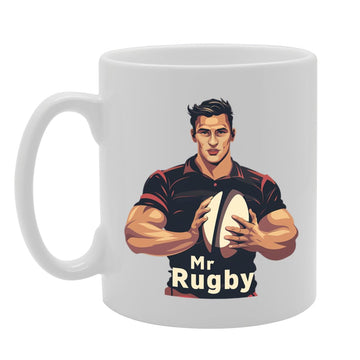 Mr Rugby  - Ideal For Rugby Players And Fans, Unique Rugby Ball Handle Design, 11Oz Ceramic Coffee  For Sports Enthusiasts Mg5906 - Funny Printed Coffee Mug - Great Gift Idea