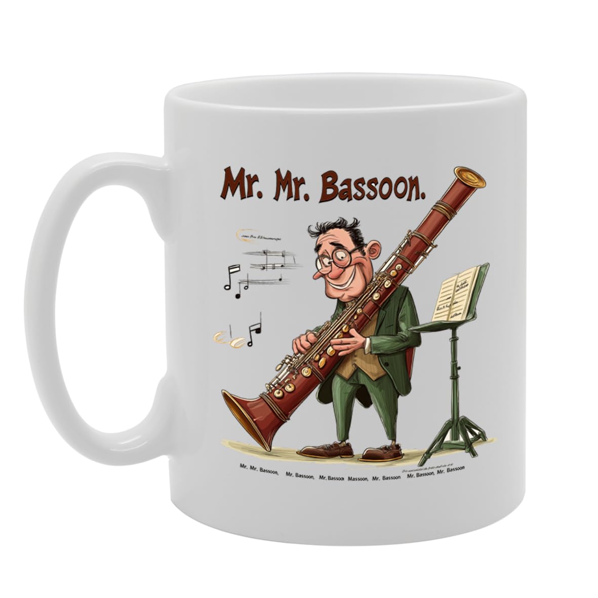11Oz Ceramic  Mg6545 Featuring Mr Bassoon – For Musicians And Music Lovers - Funny Printed Coffee Mug - Great Gift Idea