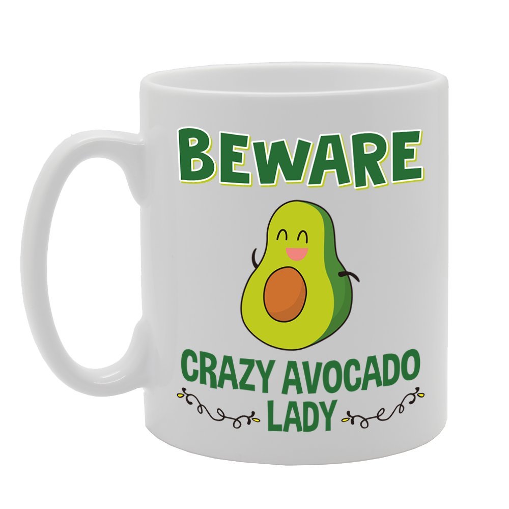 Beware Crazy Avocado Lady   Printed Tea Coffee Cermic  Mg4299 - Funny Printed Coffee Mug - Great Gift Idea