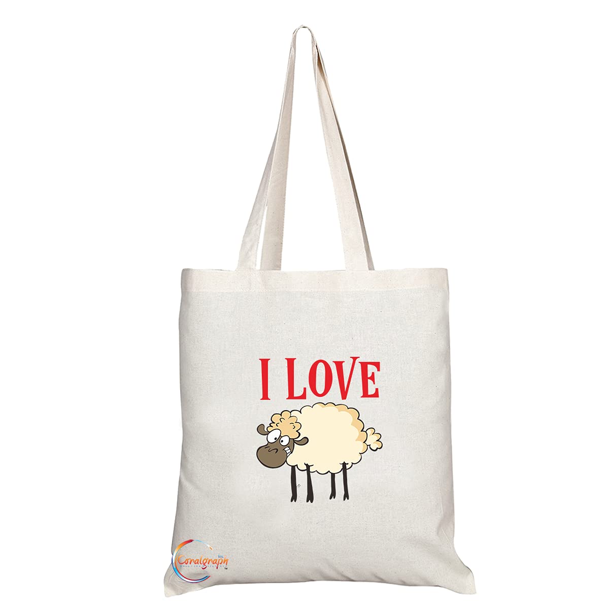 TB1308 I Love Sheep Tea Novelty Present Gift Printed Eco-Friendly Stylish Long Handled Tote Shoulder Bag