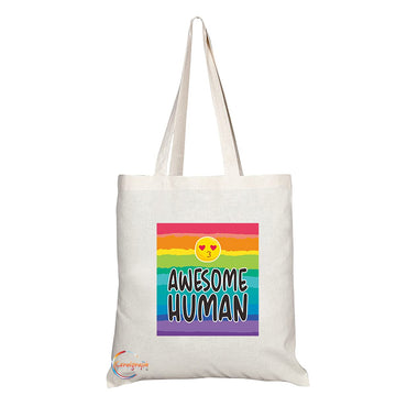 TB1226 Awesome Human Novelty Present Gift Printed Eco-Friendly Stylish Long Handled Tote Shoulder Bag