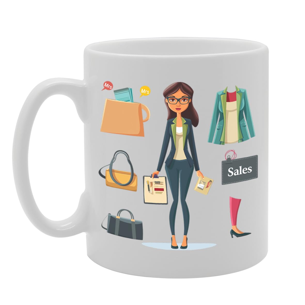 Mrs Sales  - Ideal For Sales Professionals And Business Enthusiasts, 11Oz Ceramic Coffee  For Saleswomen And Deal Closers Mg5985 - Funny Printed Coffee Mug - Great Gift Idea