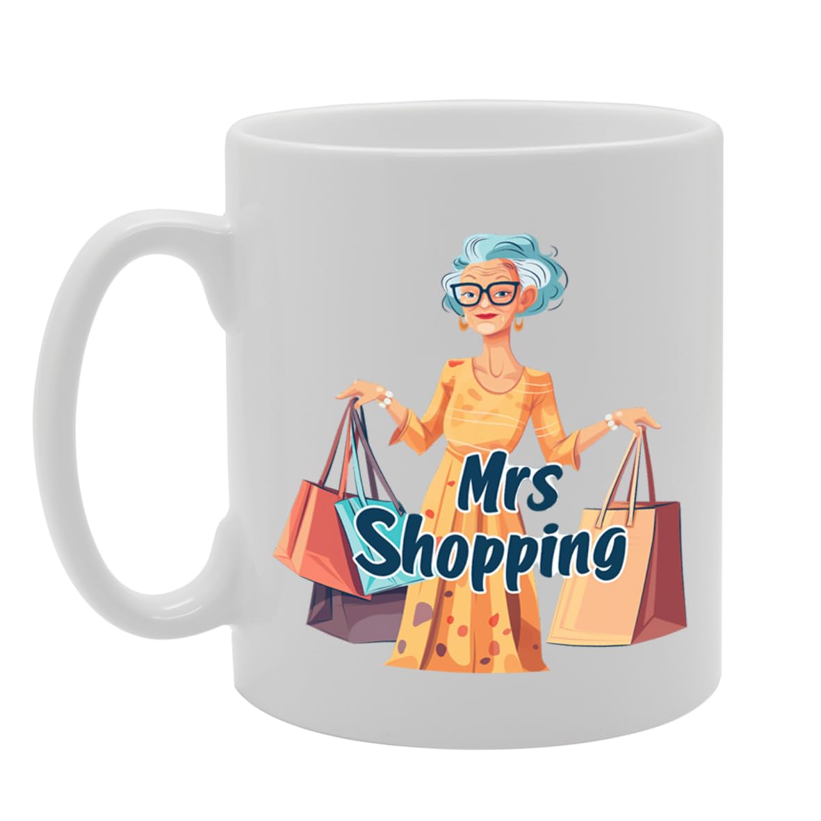 Mrs Shopping  - Ideal For Shopaholics And Retail Enthusiasts, 11Oz Ceramic Coffee  For Fashion Lovers And Bargain Hunters Mg5983 - Funny Printed Coffee Mug - Great Gift Idea