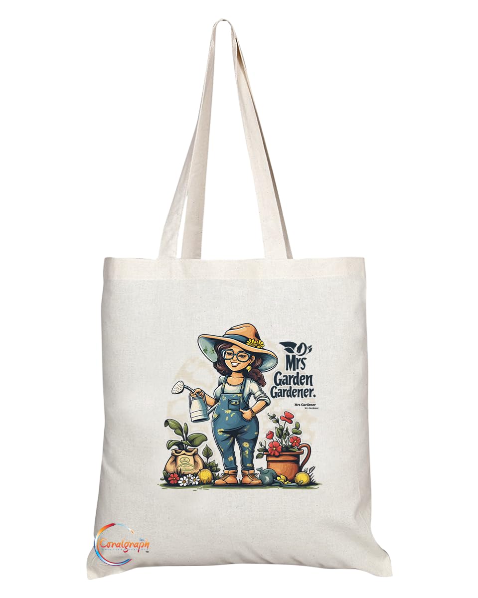 TB1834 Mrs Gardener Tote Bag - Gift for Female Gardeners, Plant Lovers, Horticulturists - Durable, Stylish, Eco-Friendly, Reusable, Spacious, and Lightweight