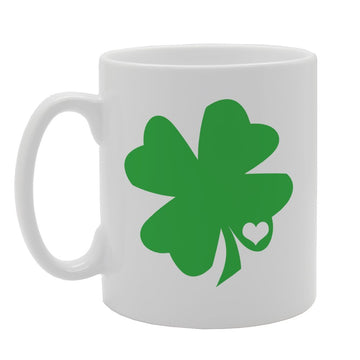 Green Shamrock Love Heart   Printed Tea Coffee Ceramic  Mg1636 - Funny Printed Coffee Mug - Great Gift Idea