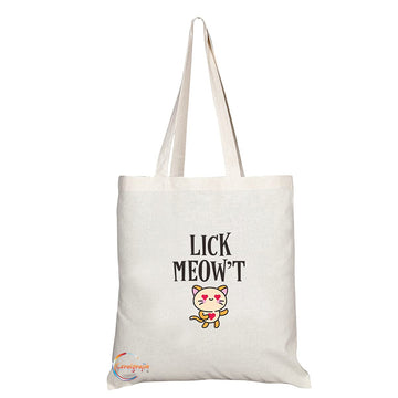 TB1324 Lick Meow't Tea Novelty Present Gift Printed Eco-Friendly Stylish Long Handled Tote Shoulder Bag