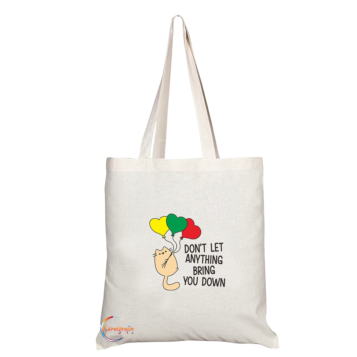 TB1360 Dont Let Anything Bring You Down Tea Novelty Present Gift Printed Eco-Friendly Stylish Long Handled Tote Shoulder Bag