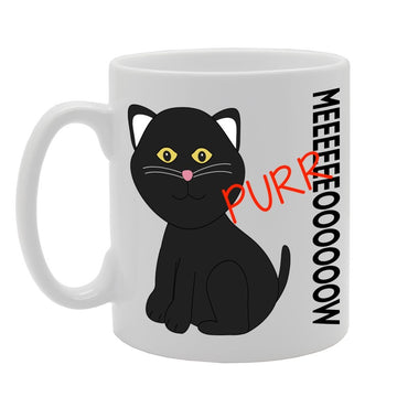 Purr Meeeeeoooowwwwww Cat Kitten   Printed Ceramic Tea Coffee  Mg078 - Funny Printed Coffee Mug - Great Gift Idea