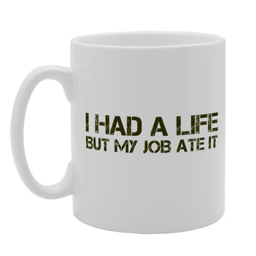 I Had A Life But My Job Ate It   Printed Tea Coffee Ceramic  Mg2567 - Funny Printed Coffee Mug - Great Gift Idea