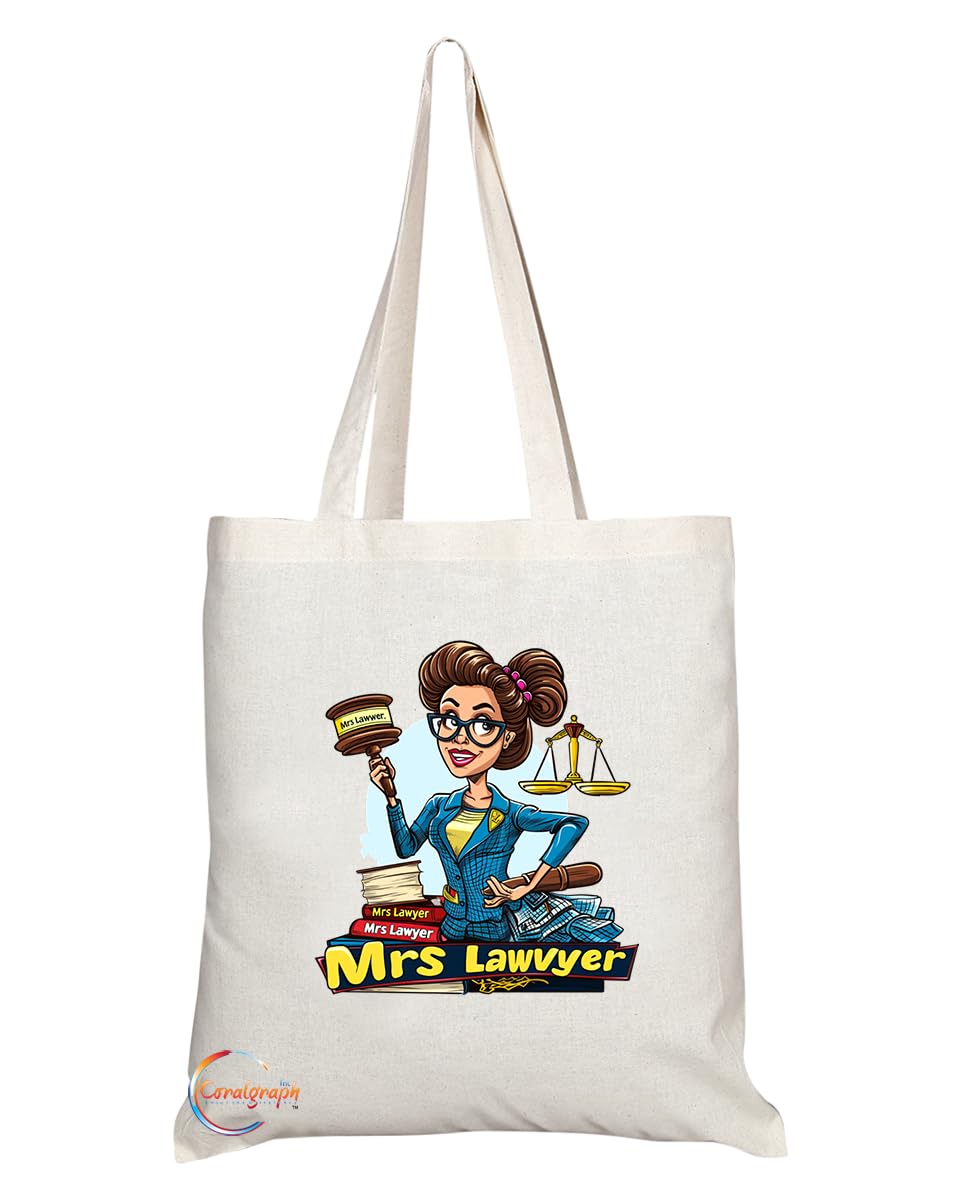 TB1852 Mrs Lawyer Tote Bag - Gift for Female Lawyers, Legal Professionals, Law Students - Durable, Stylish, Eco-Friendly, Reusable, Spacious, and Lightweight