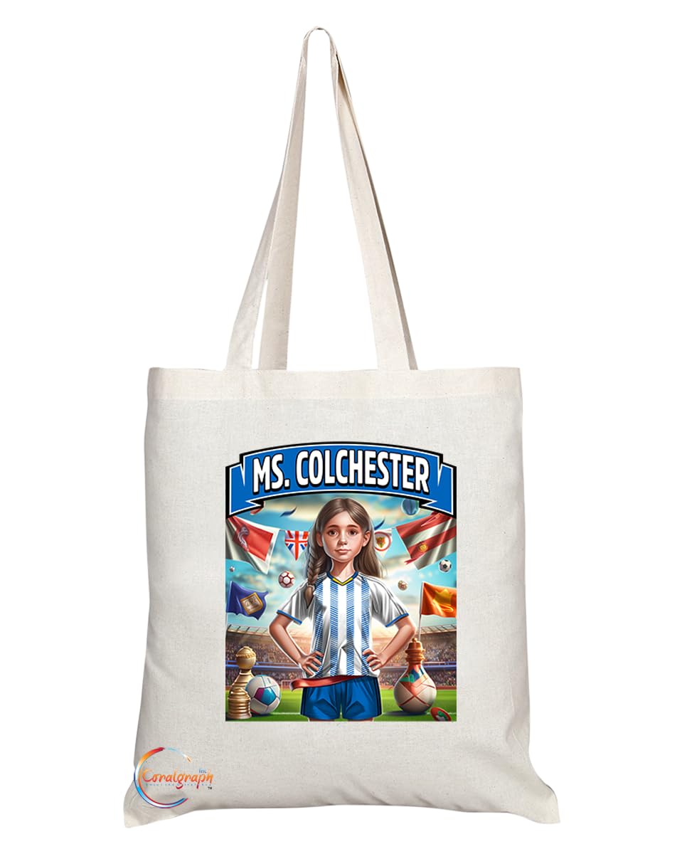 TB1691 Ms Colchester Footie Fan Lady Girl Tote Bag - Eco-Friendly, Stylish, Long Handled, Perfect Novelty Gift by