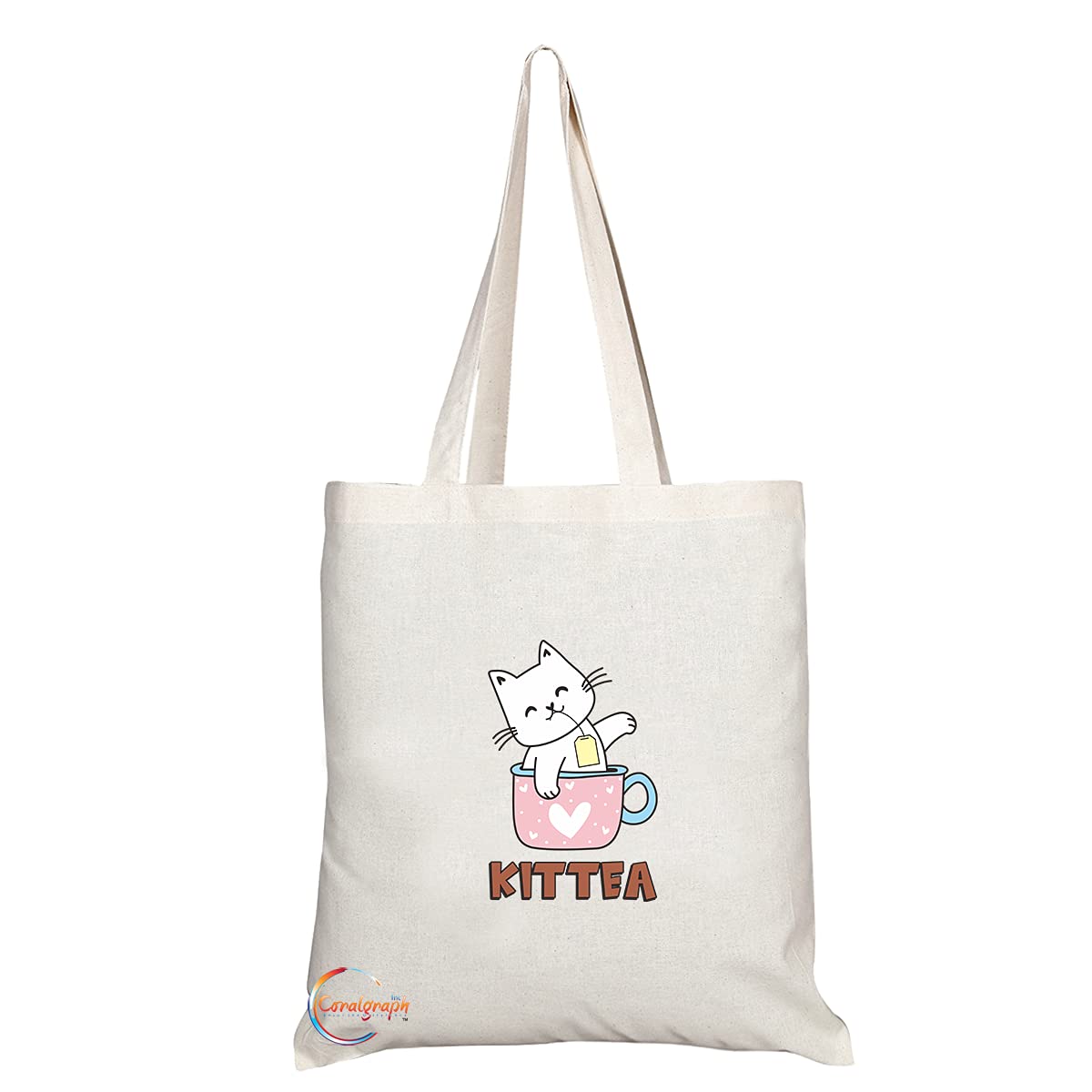 TB1367 Kittea Tea Novelty Present Gift Printed Eco-Friendly Stylish Long Handled Tote Shoulder Bag