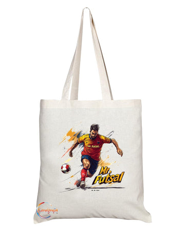 Natural Reusable Shopping Souvenir Tote Bag Featuring Popular Sports Designs from Around the World (Futsal)