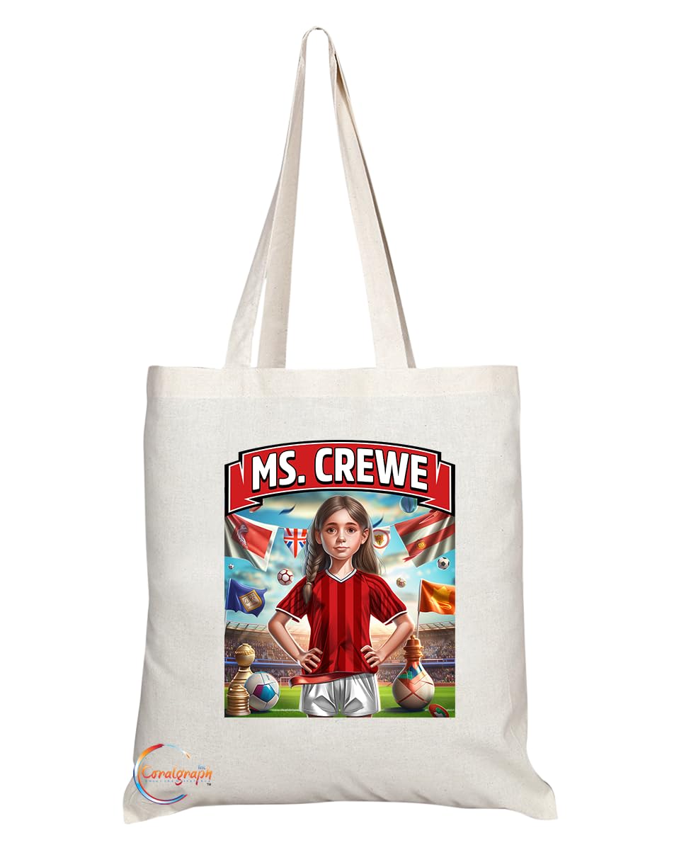 TB1673 Ms Crewe Footie Fan Lady Girl Tote Bag - Eco-Friendly, Stylish, Long Handled, Perfect Novelty Gift by