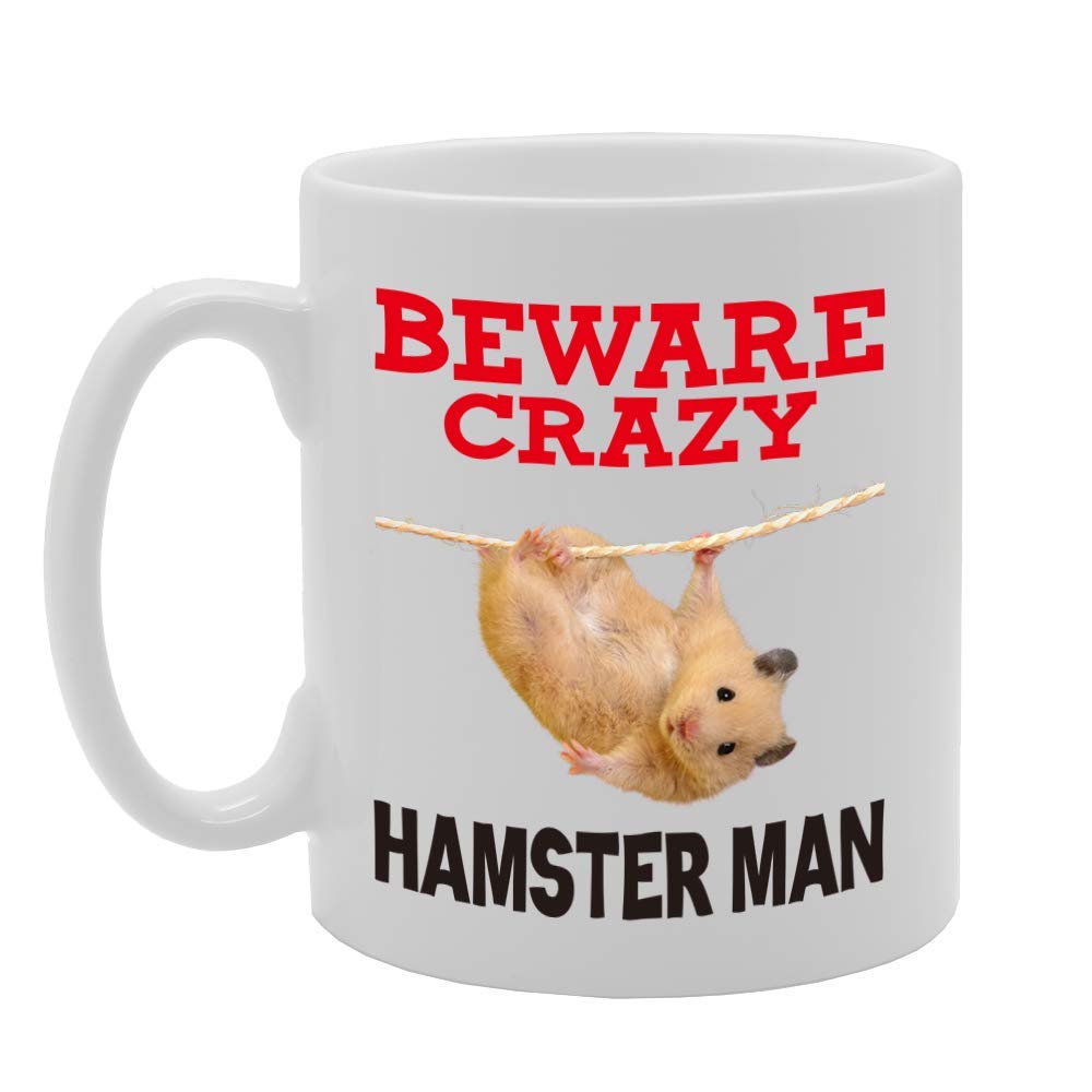 Beware Crazy Hamster Man   Printed Tea Coffee Ceramic  Mg4409 - Funny Printed Coffee Mug - Great Gift Idea